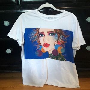 Zara T Shirt with glitter